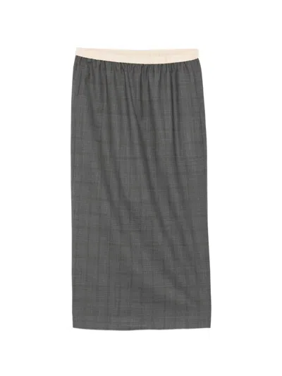 Less H-line Checked Skirt In Gray