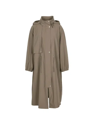 Less Hooded Drawstring Trench Coat In Grün