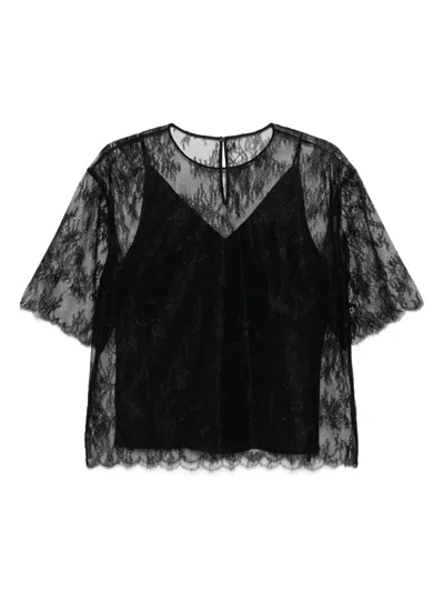 Less Laced Top In Schwarz