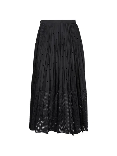 Less Laser-cut Pleated Midi Skirt In Schwarz