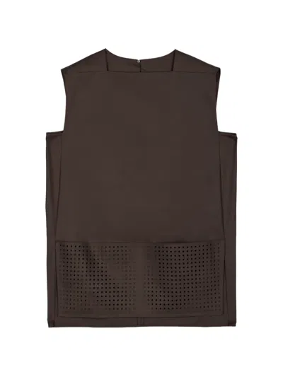 Less Laser-cut Square-neck Top In Brown