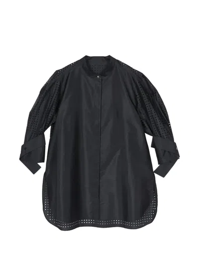 Less Laser-cut Three-quarter Sleeve Shirt In Black