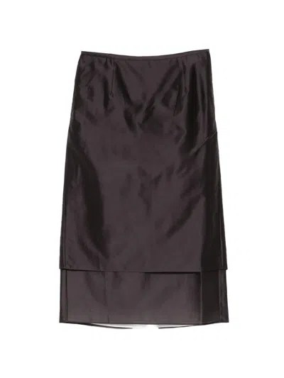 Less 레이어드 오간자 미디 스커트 In Brown