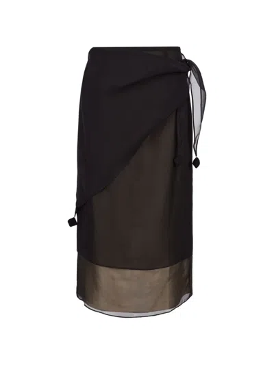 Less Organza H-silhouette Midi Skirt In Schwarz
