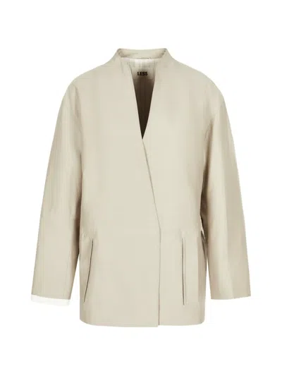 Less Paneled-sleeve Stand-collar Jacket In Neutrals