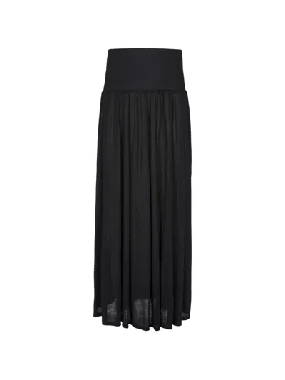 Less Paneled-waist A-line Maxi Skirt In Black