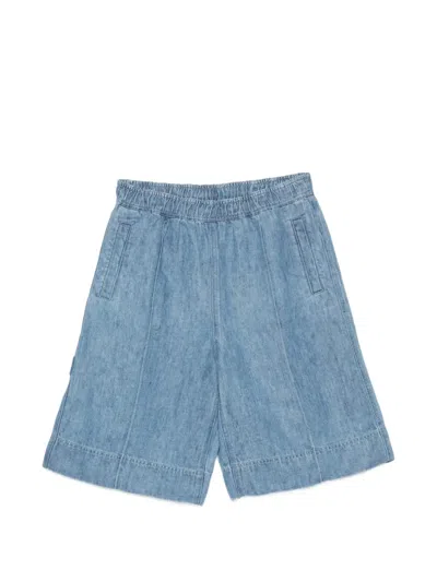 Less Panelled Linen Shorts In Blue
