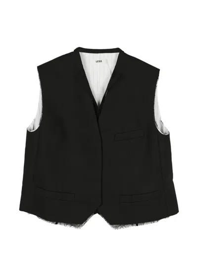Less Pinstripe-panel Tailored Vest In Black