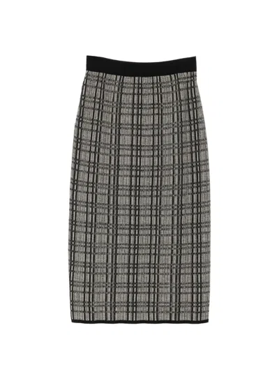 Less Plaided Midi Skirt In Gray