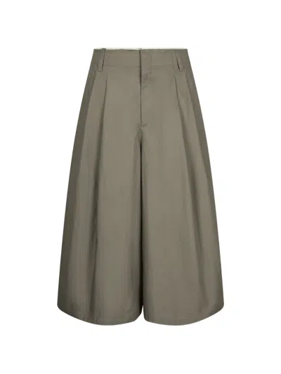 Less Pleated Cotton Trousers In Grün