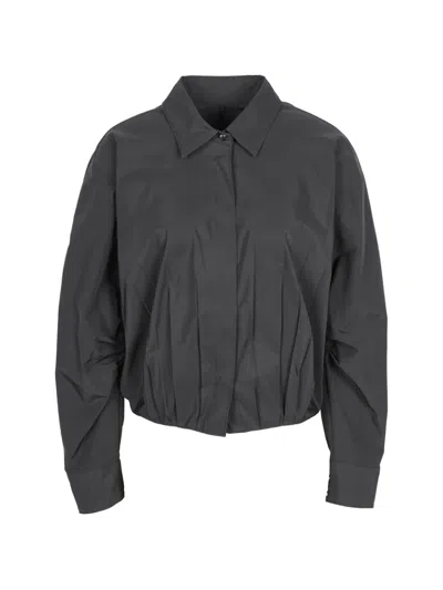 Less Pleated Long-sleeve Shirt In Black