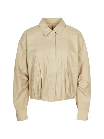 Less Pleated Long-sleeved Shirt In Neutrals