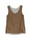 Less 폴카 도트 프린트 레이어드 베스트 In Brown