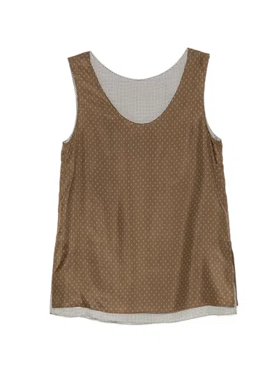 Less 폴카 도트 프린트 레이어드 베스트 In Brown