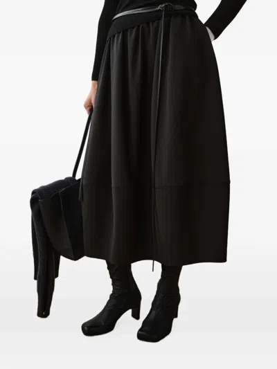 Less Puff-skirt Midi Skirt In Black