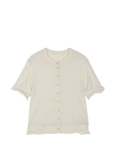 Less Raw-edge Short-sleeved Cardigan In Neutrals