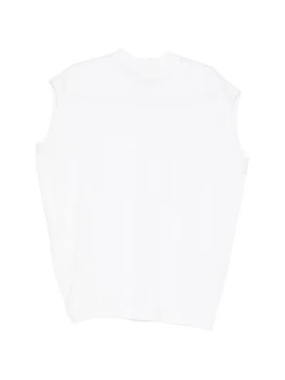 Less 조각 크루 넥 베스트 In White