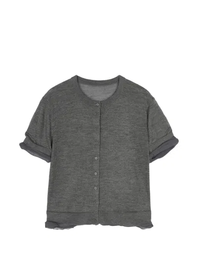 Less Short-sleeved Cardigan In Grey