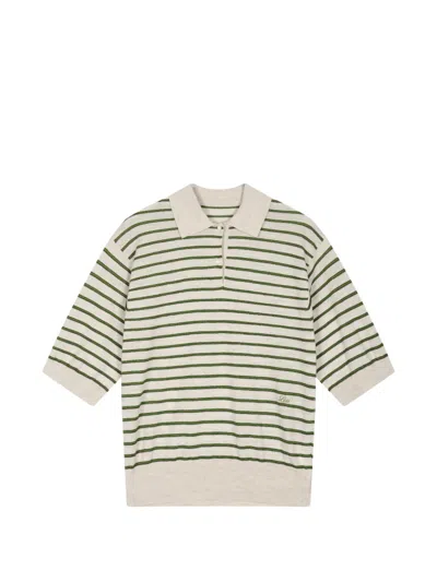Less Short-sleeved Striped Polo Shirt In Neutrals