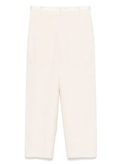 Less Silk Cropped Trousers In Neutrals