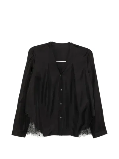 Less Silk V-neck Shirt In Black