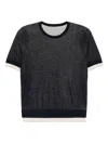 Less Spliced Short Sleeved Knitted T-shirt In Blau