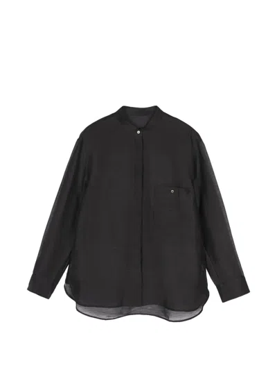 Less Stand-collar Shirt In Black