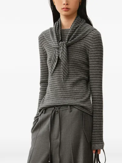 Less Striped Cashmere Sweater In Gray