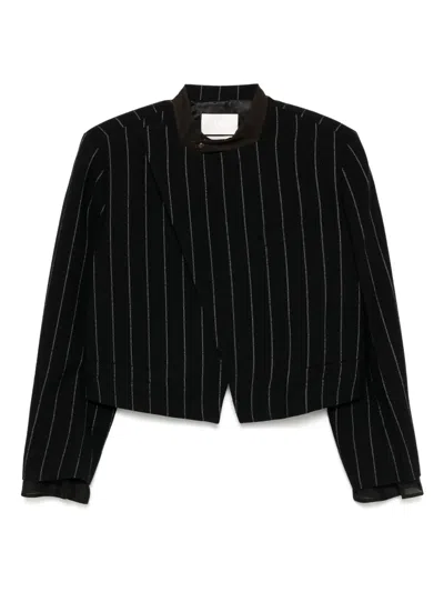Less Gestreifte Cropped-jacke In Schwarz