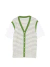 Less 스트라이프 모크 레이어 티셔츠 In Green