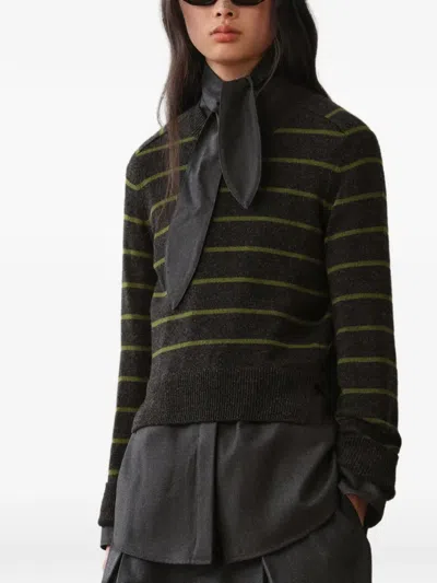 Less Striped Raglan-sleeve Sweater In Gray