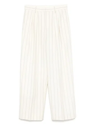 Less Gestreifte Hose Mit Geradem Bein In Weiss