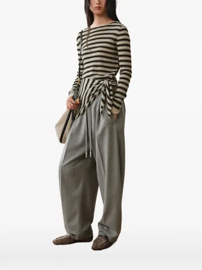 Less Striped Tie-waist Sweater In Green