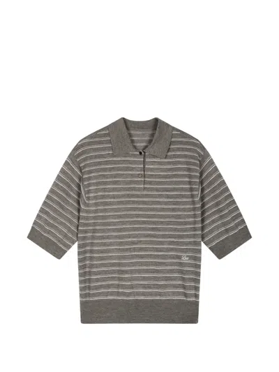 Less Striped Wool Polo In Brown