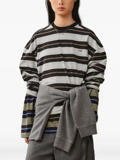 Less Stripe-print Relaxed-fit T-shirt In Black