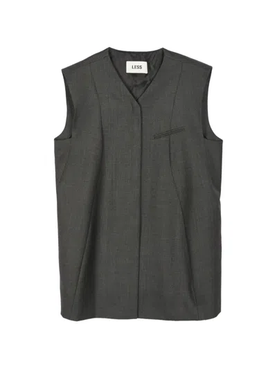 Less Tailored Wool Vest In Grau