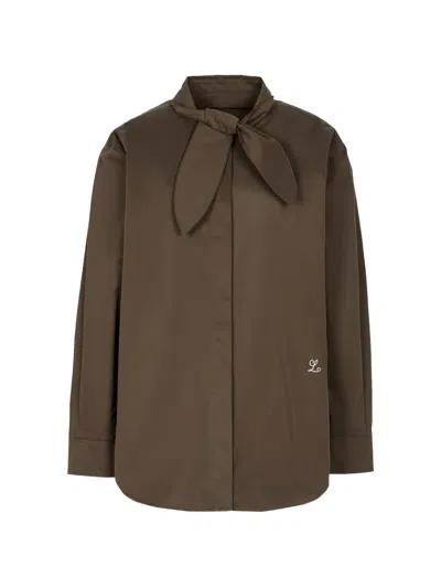 Less Tie-neck Oversized Shirt In Brown