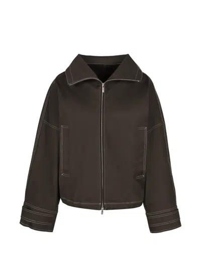 Less T-silhouette Dolman-sleeve Jacket In 브라운