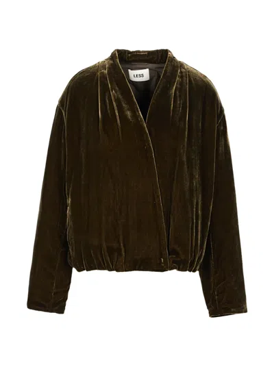 Less Velvet Puffer Jacket In Green