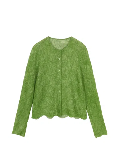 Less Wave-pattern Cardigan In Gray