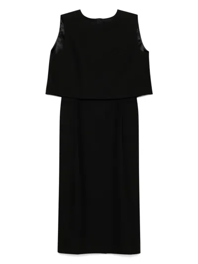 Less Wool Sleeve Dress In Schwarz
