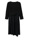 Less X-shaped Blended Jacquard Long Sleeved Dress In Schwarz