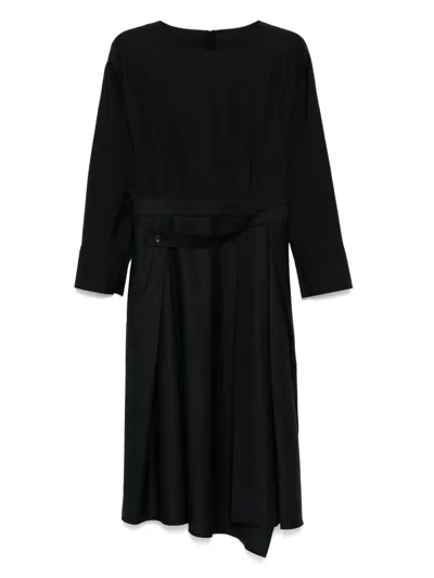 Less X-shaped Blended Jacquard Long Sleeved Dress In Schwarz
