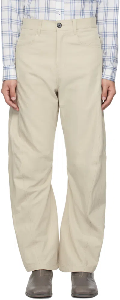 Lesugiatelier Beige Curved Silhouette Trousers In Pale_beige