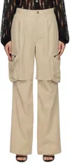 Lesugiatelier Beige Layered Cargo Pants In Beige