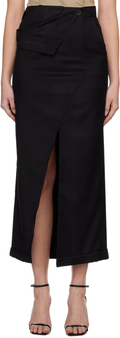 Lesugiatelier Black Asymmetric Belt Skirt