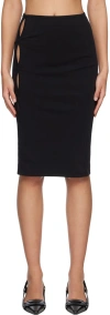 Lesugiatelier Black Cutout Midi Skirt In Black
