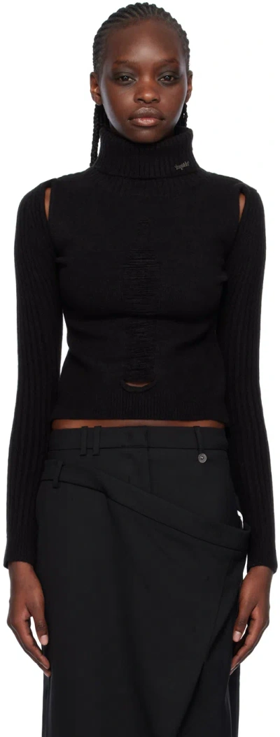 Lesugiatelier Black Distressed Turtleneck
