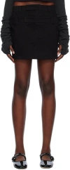 Lesugiatelier Black Double Waist Denim Miniskirt In Black