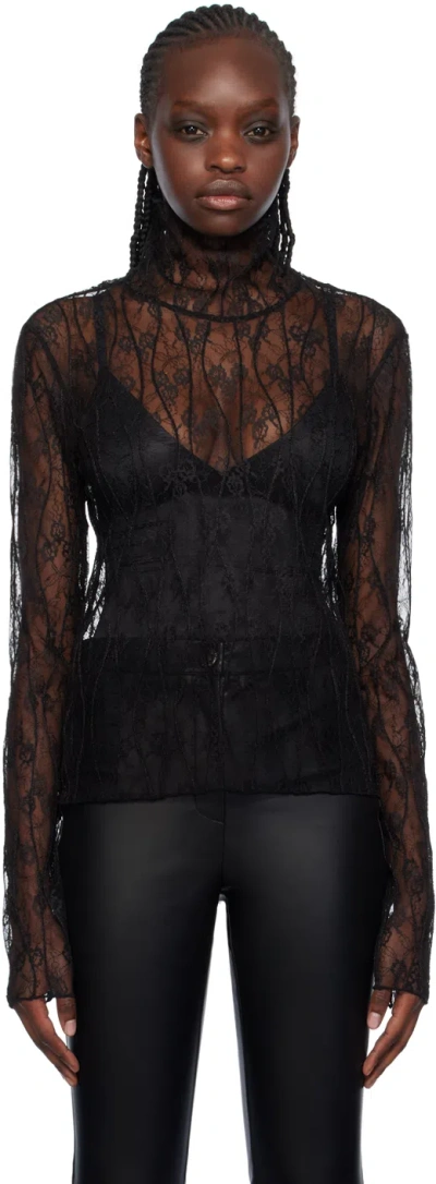 Lesugiatelier Black Floral Turtleneck